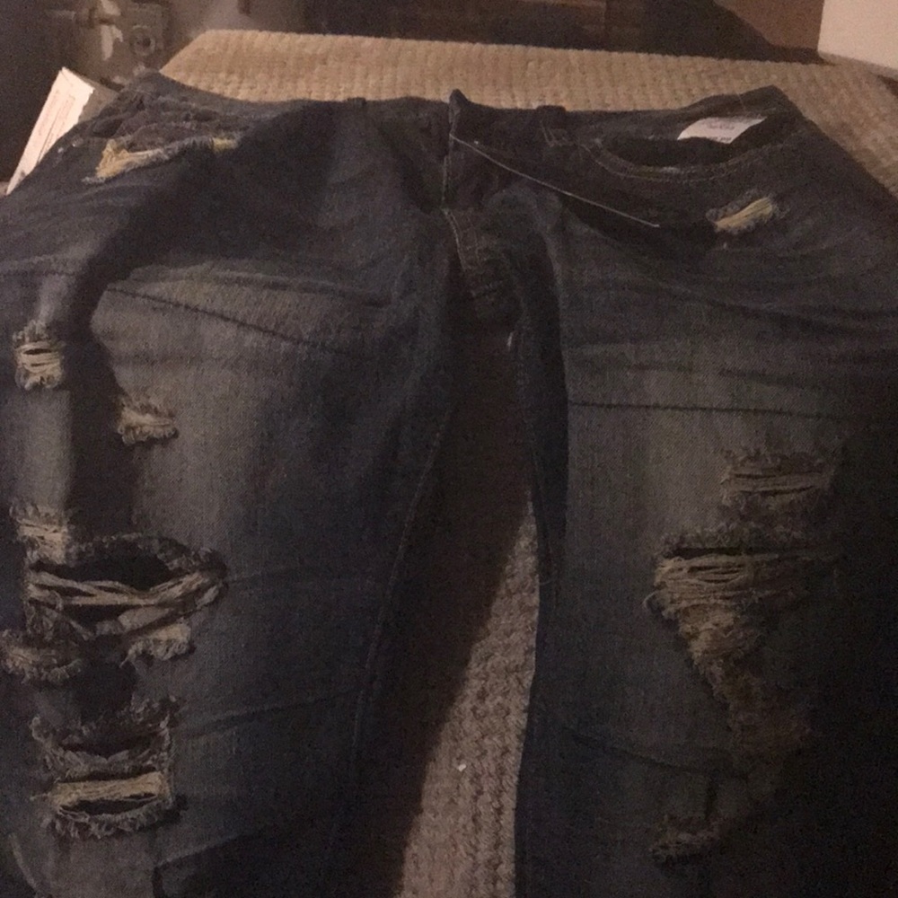 Boot cut men’s royal blue denim ripped jeans